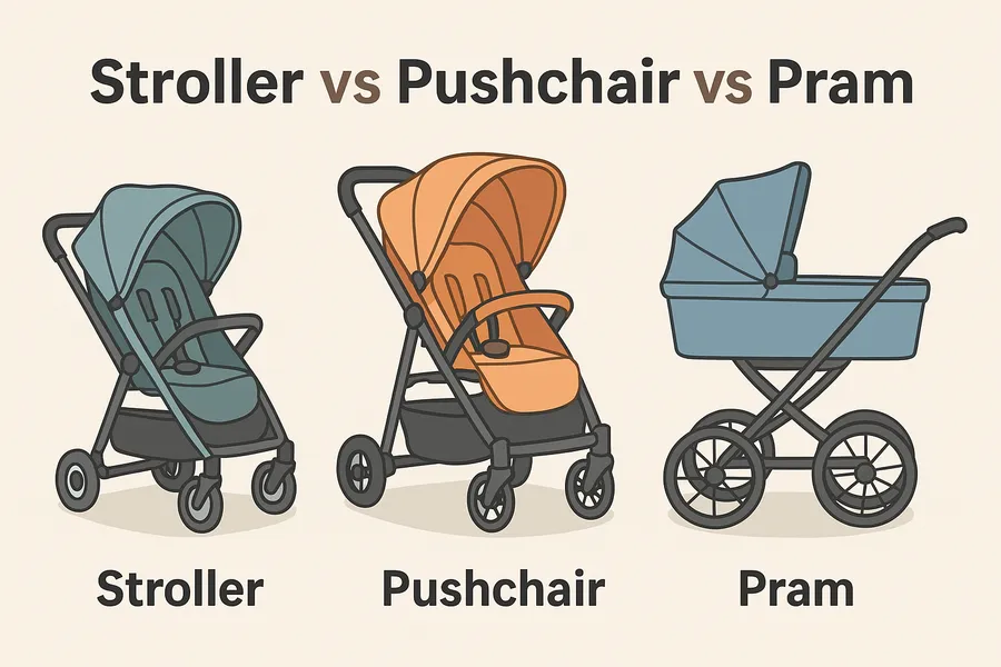stroller vs pushchair vs pram